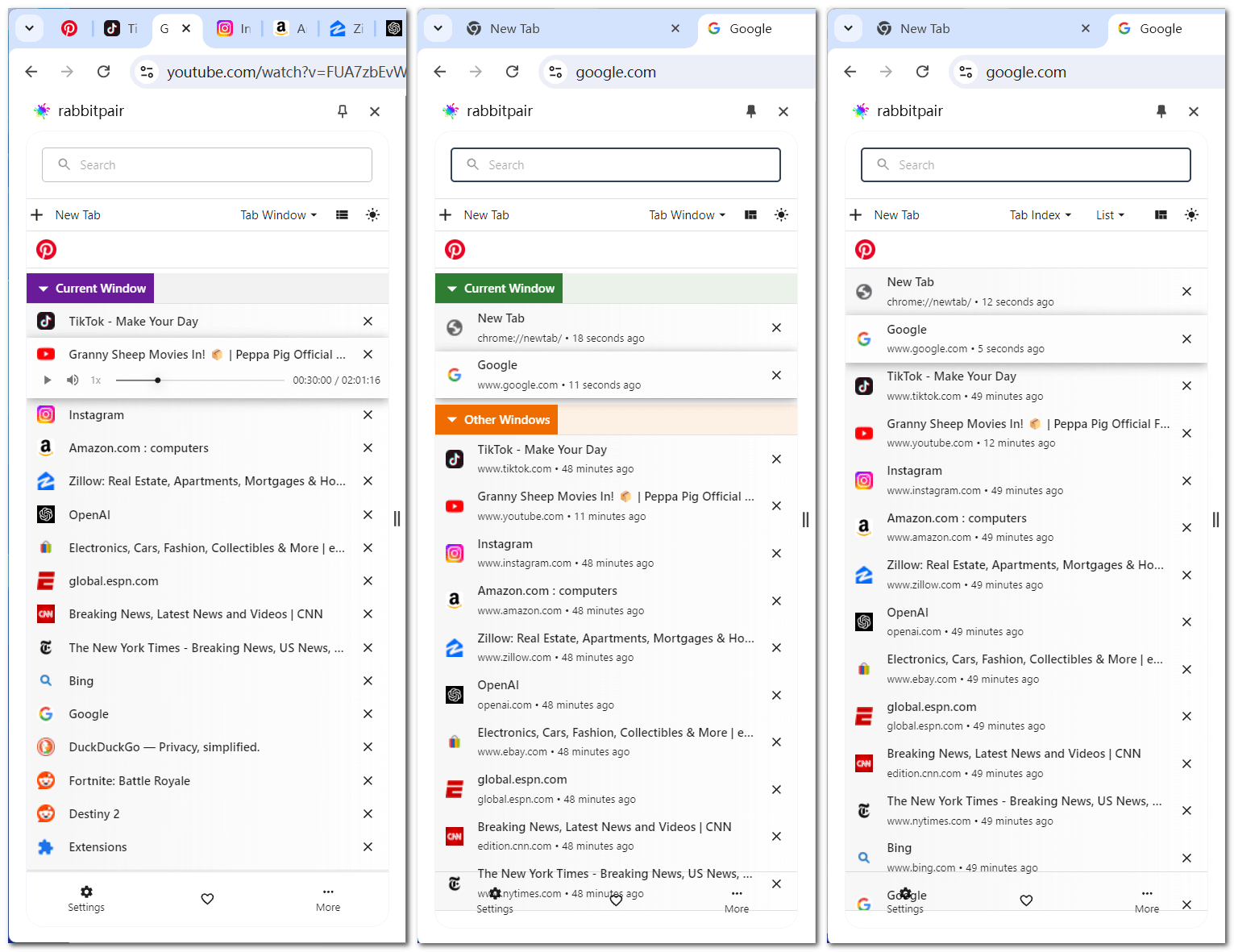 Show Current Window Tab or All Window Tabs